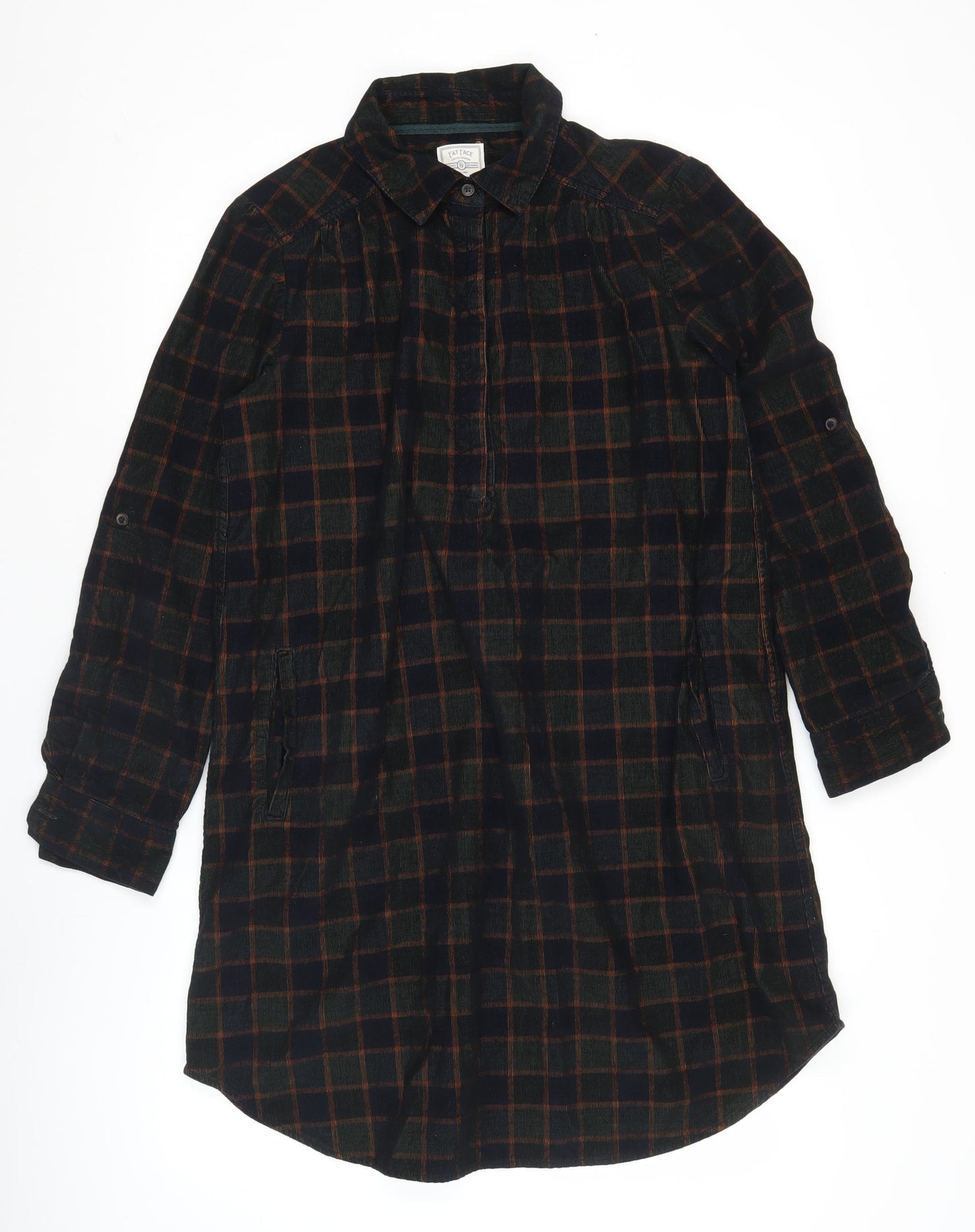 Fat Face Women’s Brown Check Long Sleeve Shirt Dress Size 12
