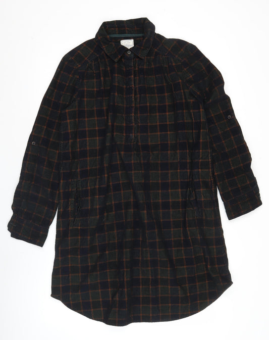 Fat Face Women’s Brown Check Long Sleeve Shirt Dress Size 12