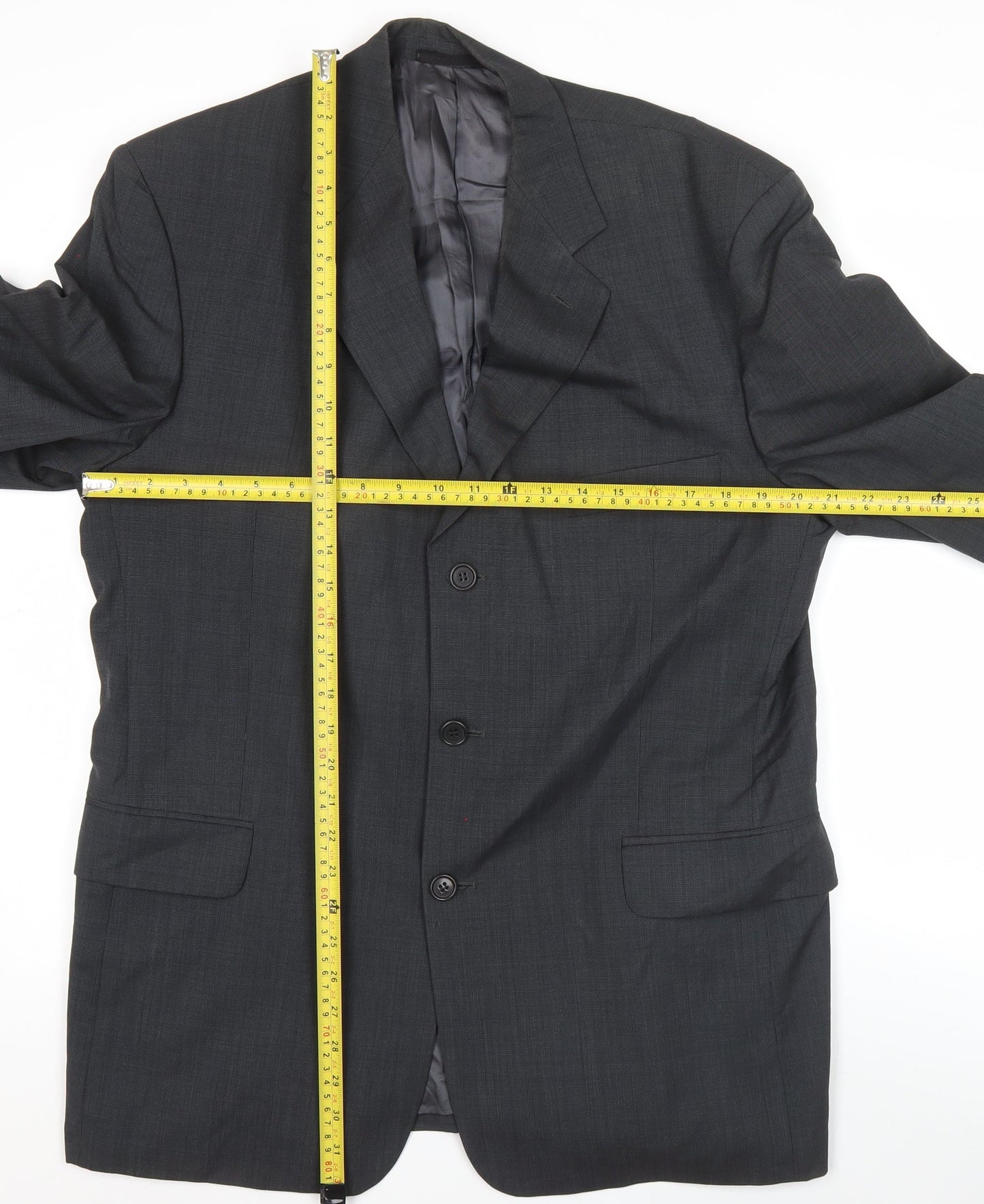 Jaeger Men's Grey Wool Blazer Jacket 42R Classic Fit Formal