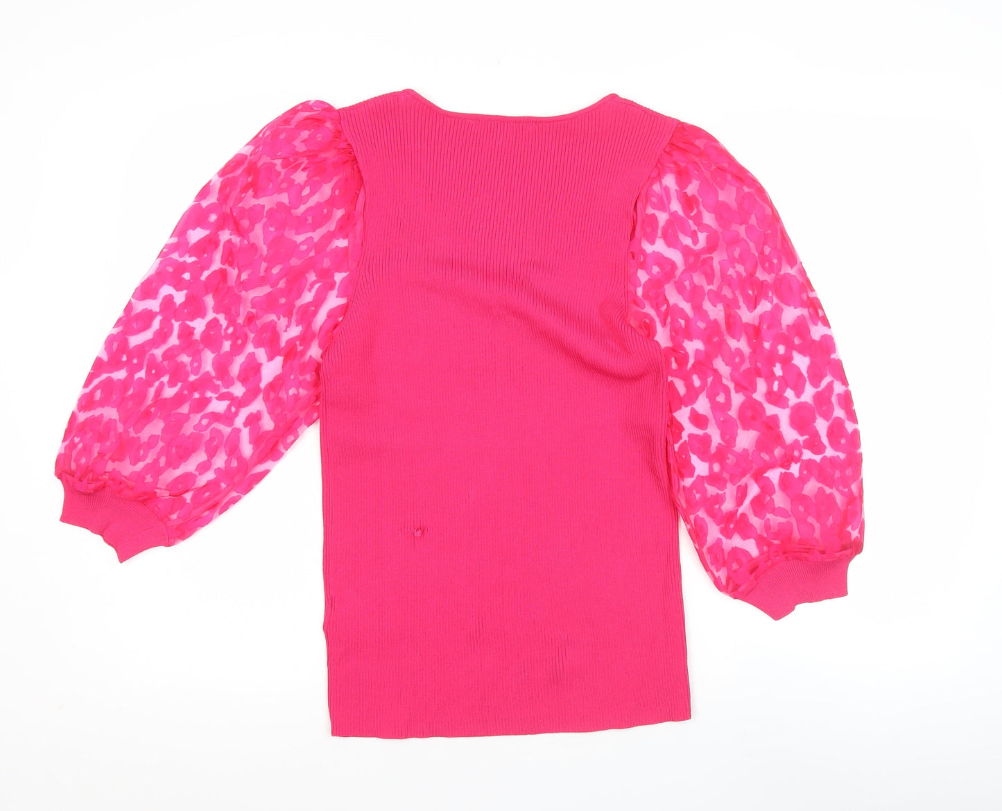 Next Women's Pink Puff Sleeve V-Neck Tunic Blouse Size 14