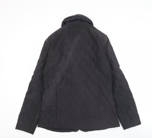 Barbour Womens Black Quilted Jacket Size 10 Casual Mid-Length