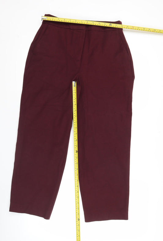 Boden Womens Burgundy Cropped Chino Trousers Size 10R Cotton Blend