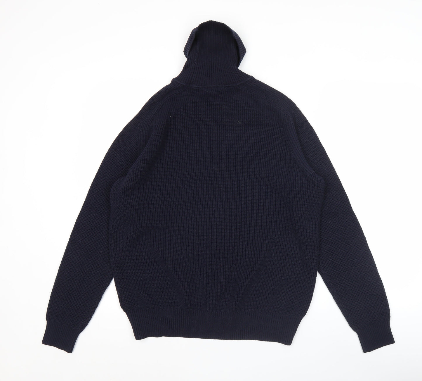 Lacoste Men’s Blue Wool Cotton Roll Neck Jumper Size L