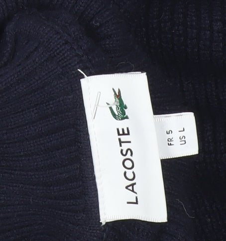 Lacoste Men’s Blue Wool Cotton Roll Neck Jumper Size L