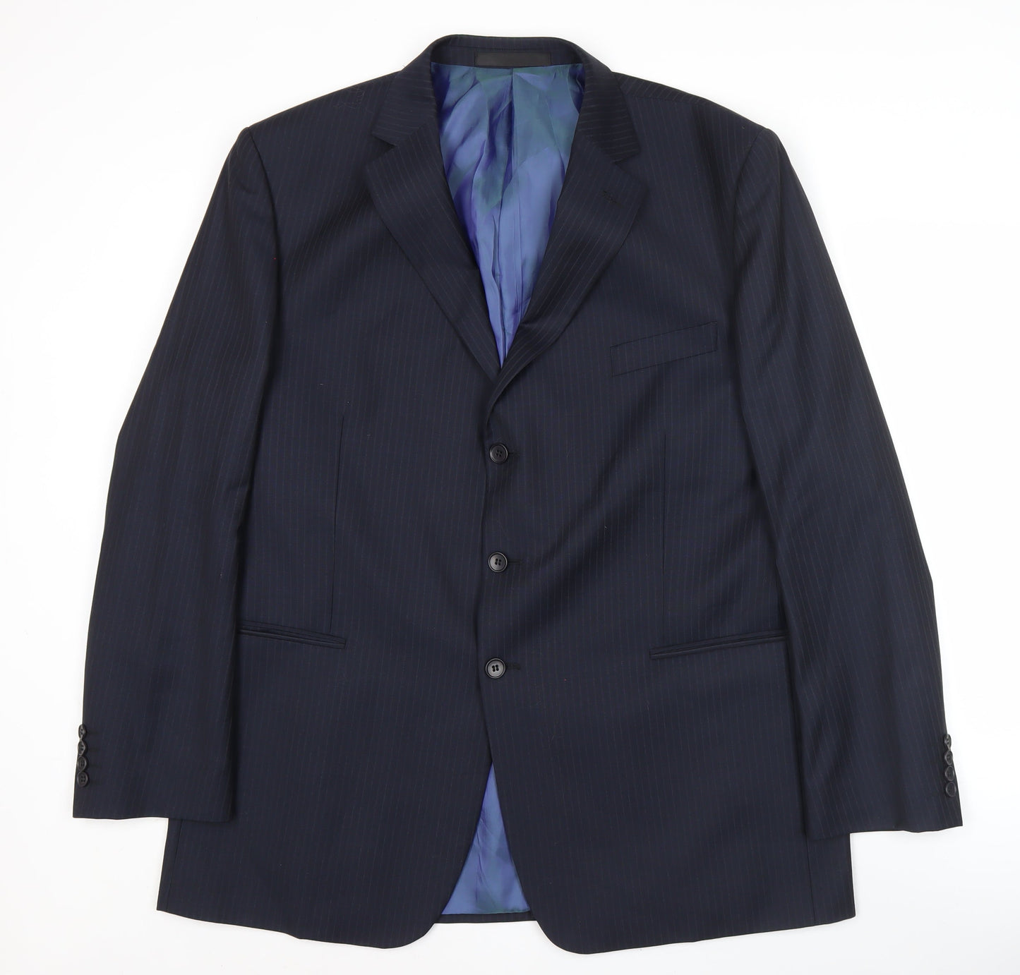 Marks and Spencer Men's Navy Pinstripe Wool Blend Suit Jacket 46L