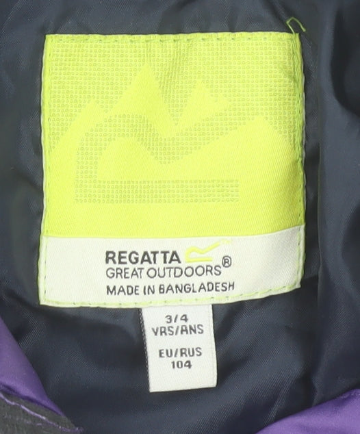 Regatta Girls Purple Puffer Jacket 3-4 Years Lightweight Padded Coat