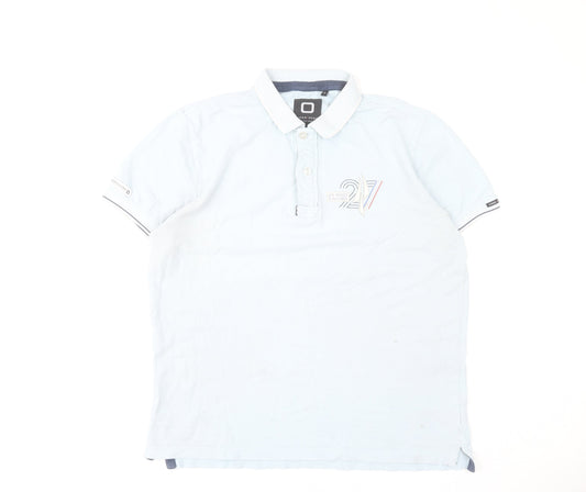 CODE ZERO Men’s Blue Nautical Polo Shirt XL Short Sleeve 100% Cotton