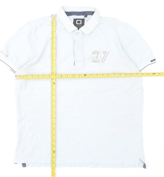CODE ZERO Men’s Blue Nautical Polo Shirt XL Short Sleeve 100% Cotton
