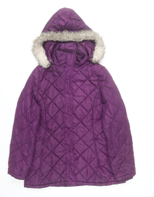 Peter Storm Womens Purple Size 14 Quilted Hooded Puffer Jacket