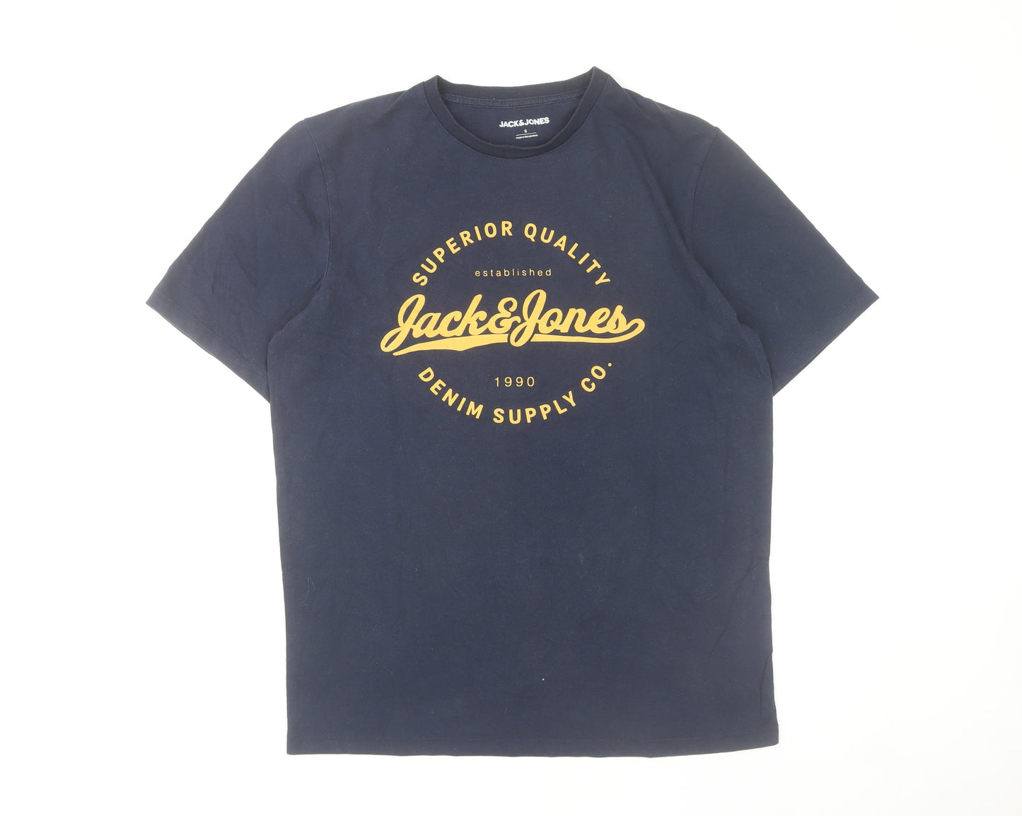 Jack & Jones Men's Blue Graphic Logo T-Shirt Size S Regular Fit