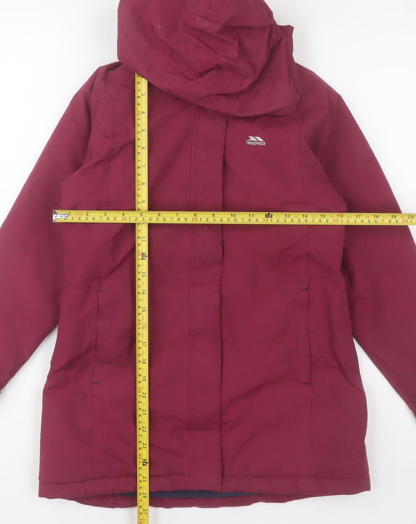 Trespass Teens Red Waterproof Windproof Hooded Parka Jacket 9/10