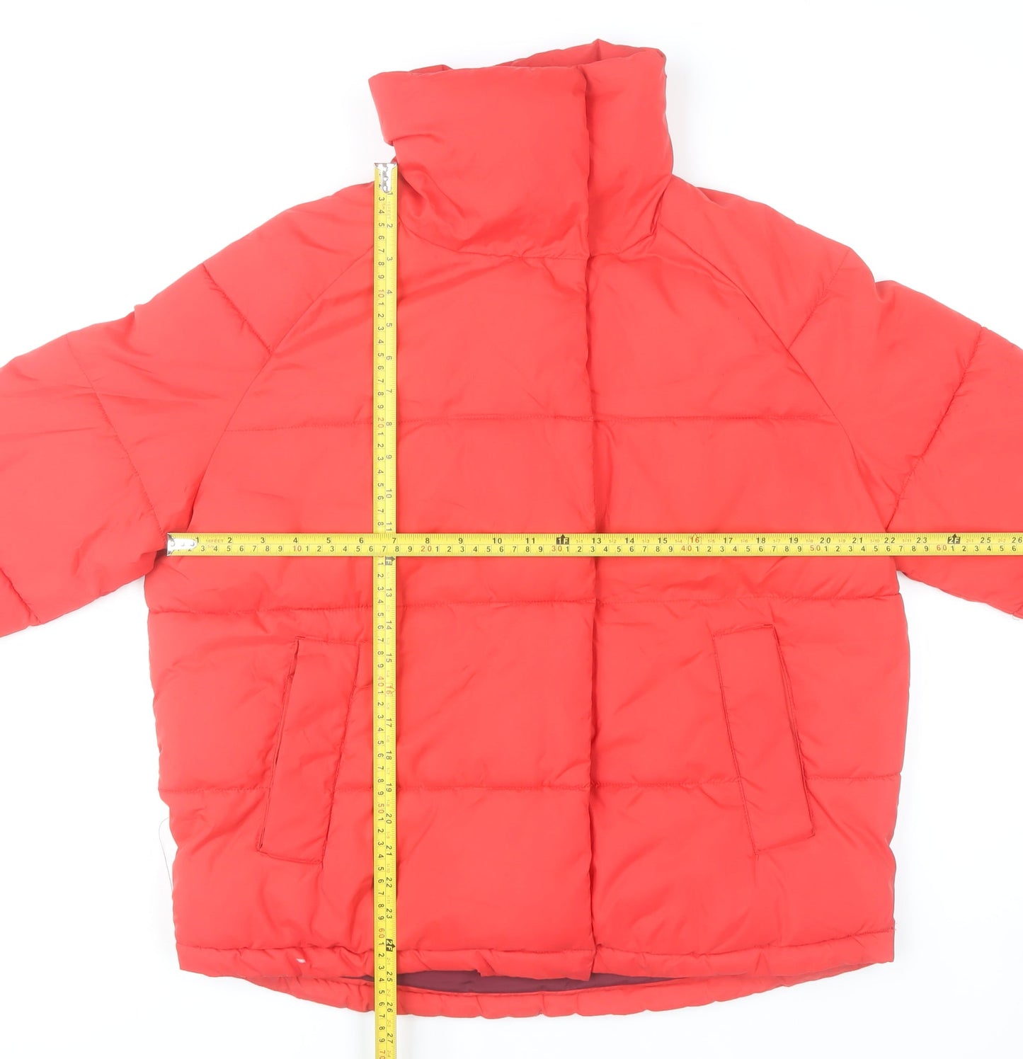 Y.A.S Women Red Puffer Jacket S Polyester Winter Coat
