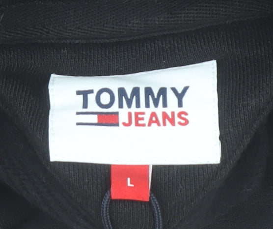 Tommy Jeans Womens Black Cotton Pullover Hoodie L