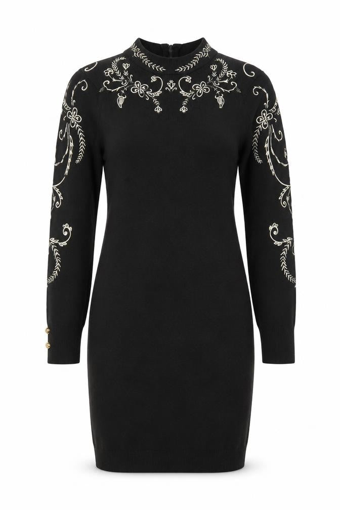 Frank Lyman Women’s Black Embroidered Knit Bodycon Dress Size M
