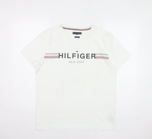 Tommy Hilfiger Men’s White Logo Crew Neck T-Shirt Size L