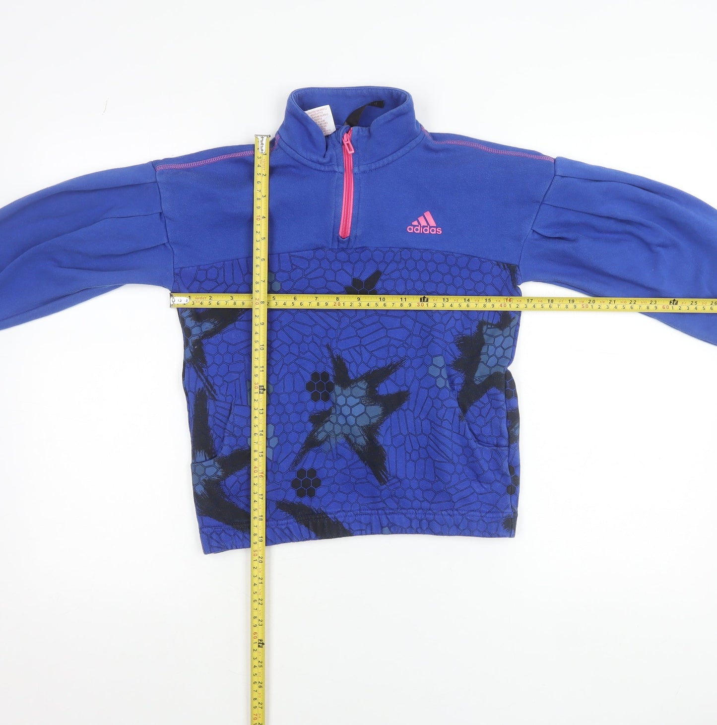 Adidas Girls Blue 9-10 Years 1/2 Zip Fleece Sweatshirt