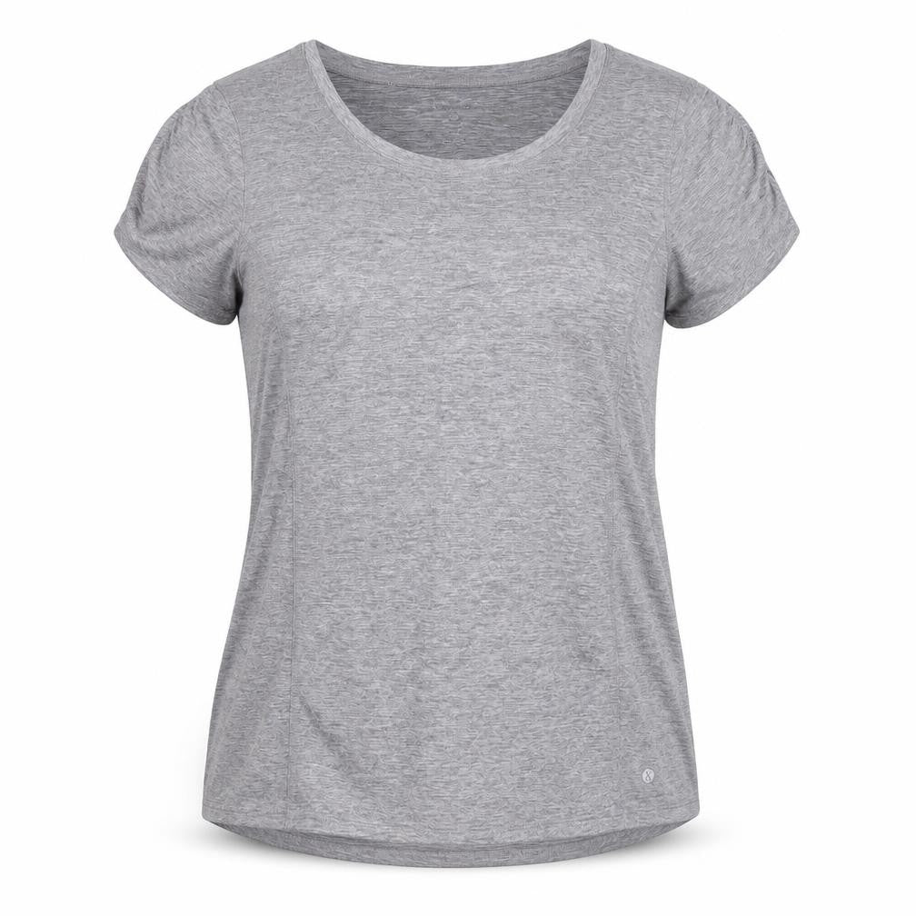 Layer 8 Women's Grey Quick Dry Polyester Blend Active T-Shirt Size L