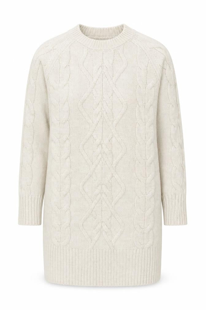 Gallery Women’s Beige Cable-Knit Crew Neck Jumper Size S