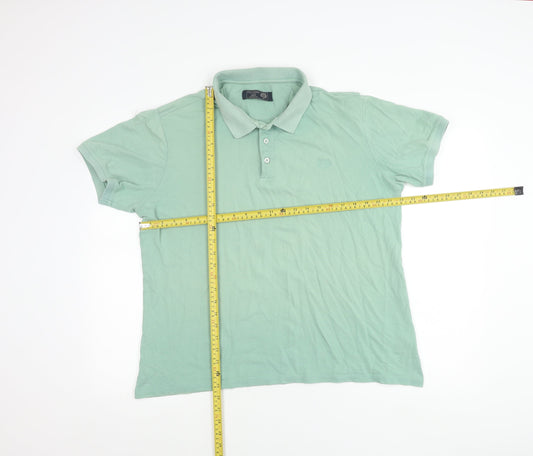 Paul Costelloe Men's Green XL Cotton Short Sleeve Polo Shirt