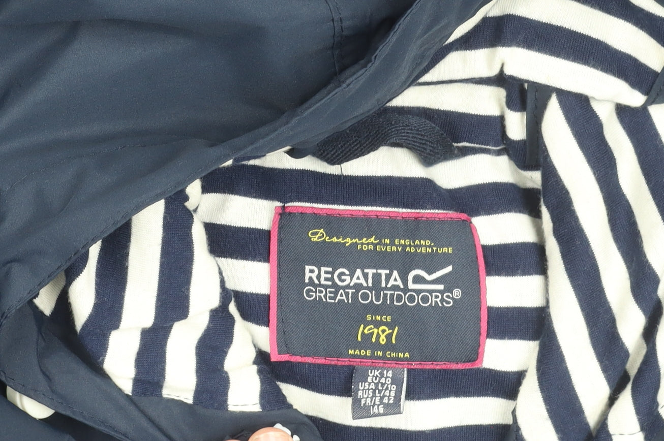 Regatta Womens Blue Waterproof Hooded Rain Coat Jacket Size 14