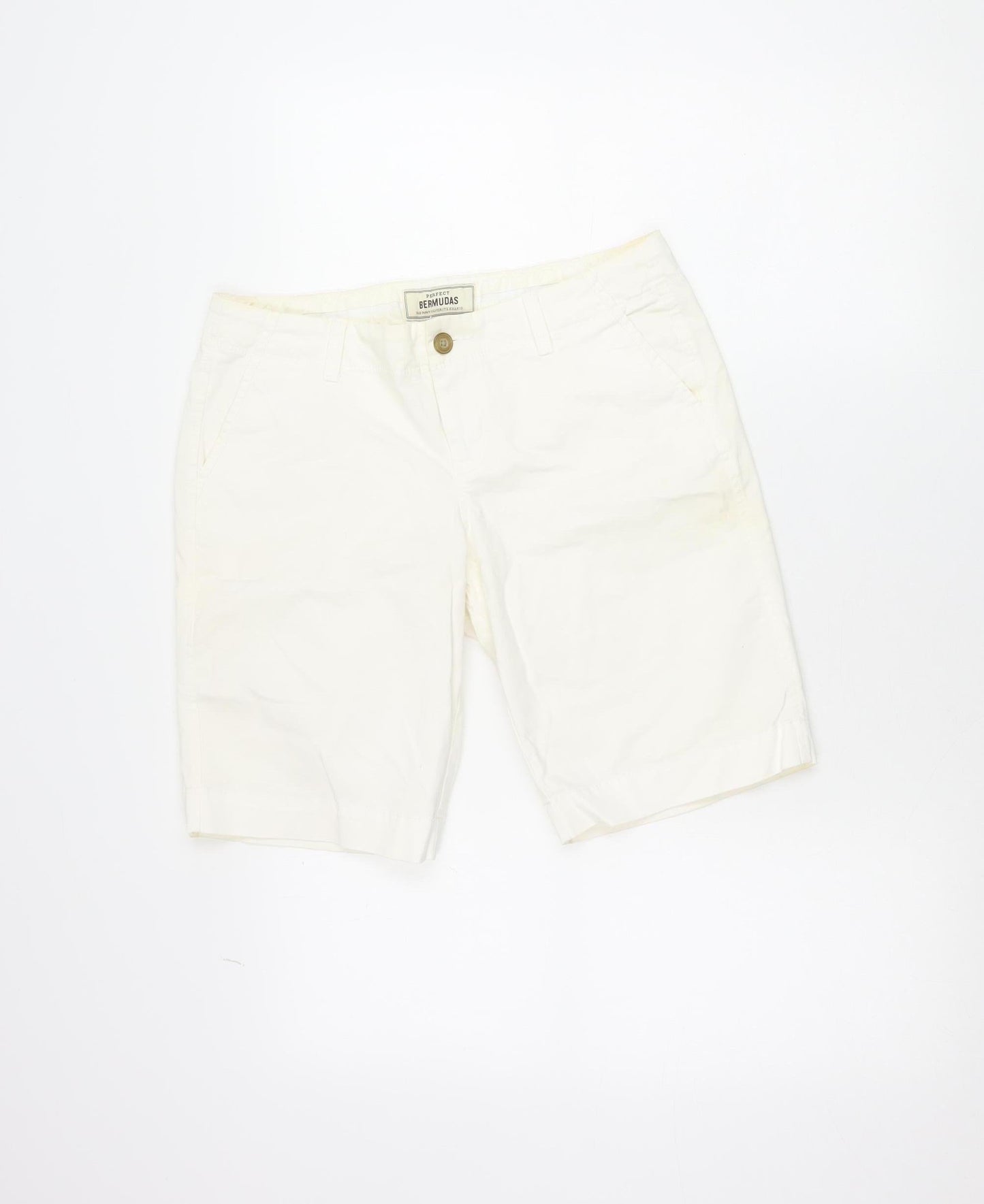 Old Navy Women’s Ivory Bermuda Shorts Size 10 Cotton Blend Low Rise