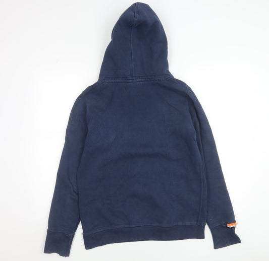 Superdry Men's Blue Pullover Hoodie L Fleece Cotton Blend