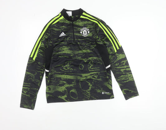Adidas Boys Black Manchester United 1/4 Zip Training Top 11-12 Years