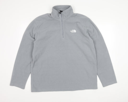 The North Face Men's Grey Fleece 1/4 Zip Pullover Sweatshirt L