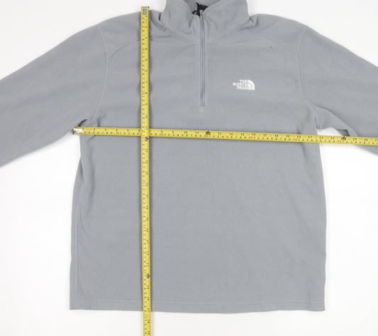 The North Face Men's Grey Fleece 1/4 Zip Pullover Sweatshirt L