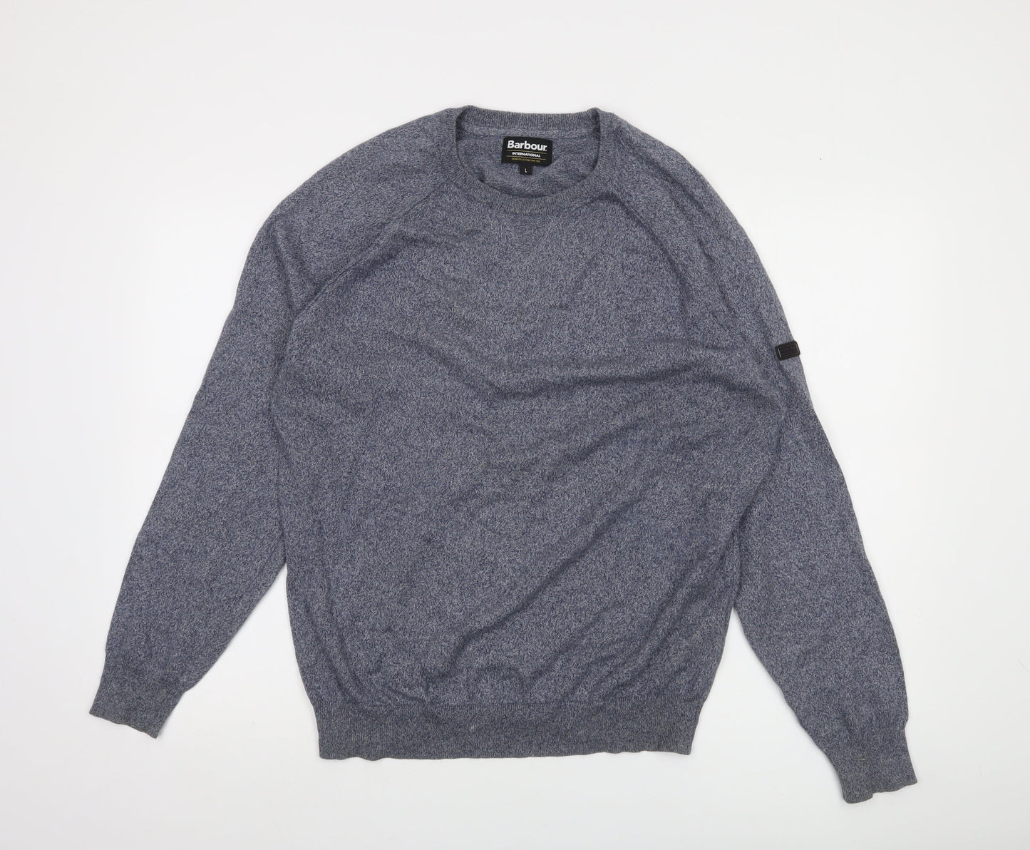 Barbour Men's Blue Cotton Crew Neck Jumper Size L