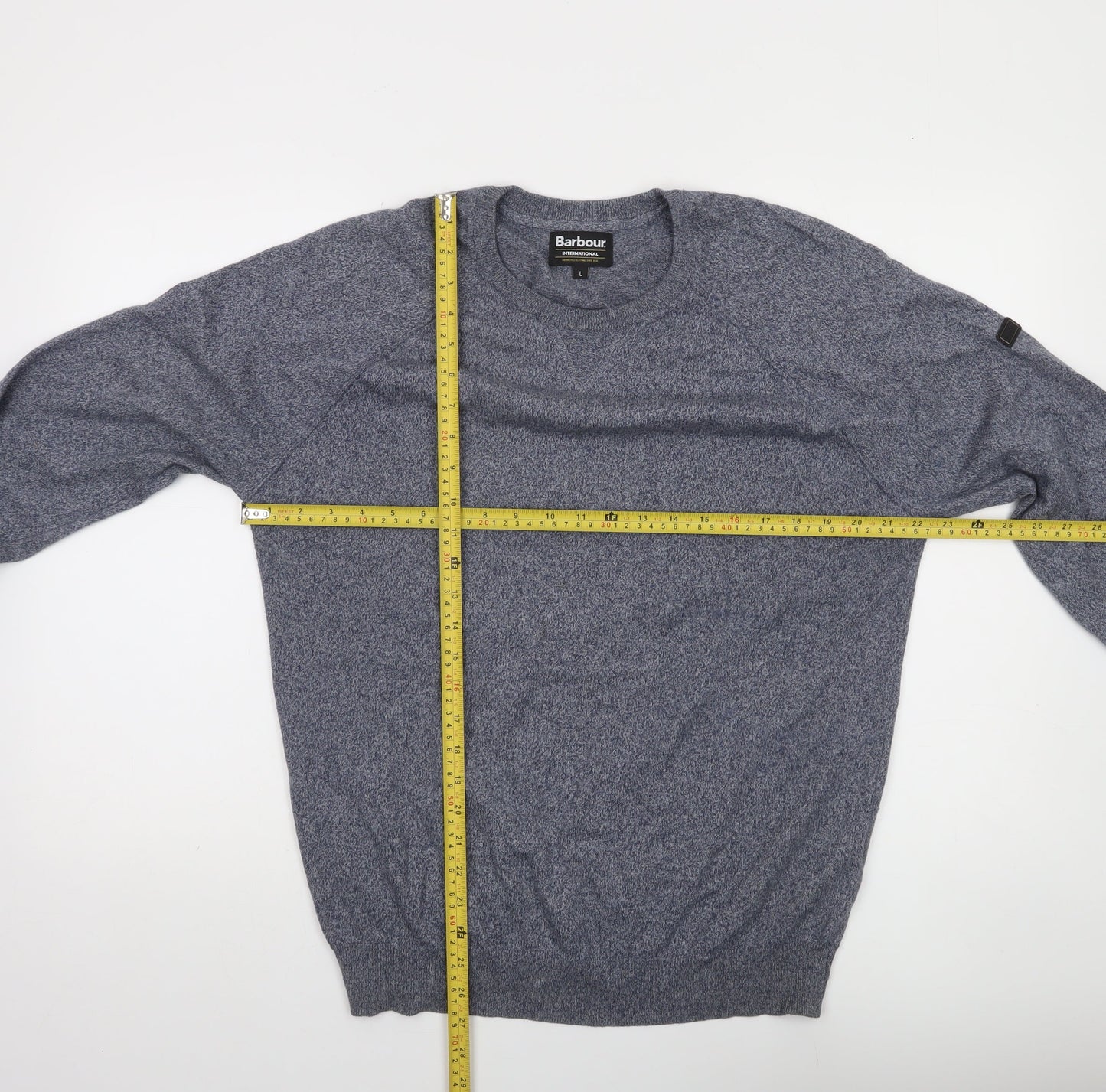 Barbour Men's Blue Cotton Crew Neck Jumper Size L