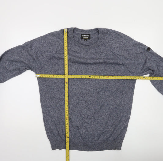Barbour Men's Blue Cotton Crew Neck Jumper Size L