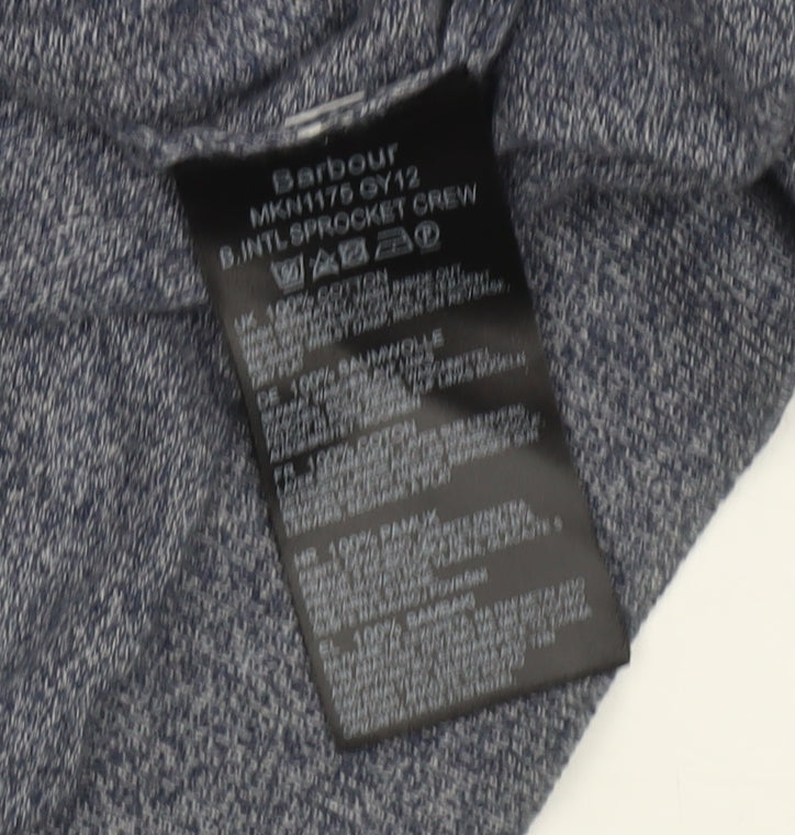 Barbour Men's Blue Cotton Crew Neck Jumper Size L