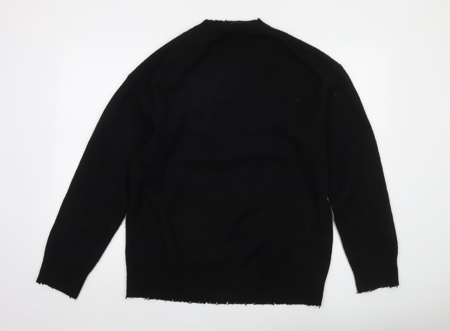 AllSaints Men's Black Wool Blend Crew Neck Pullover Jumper Medium