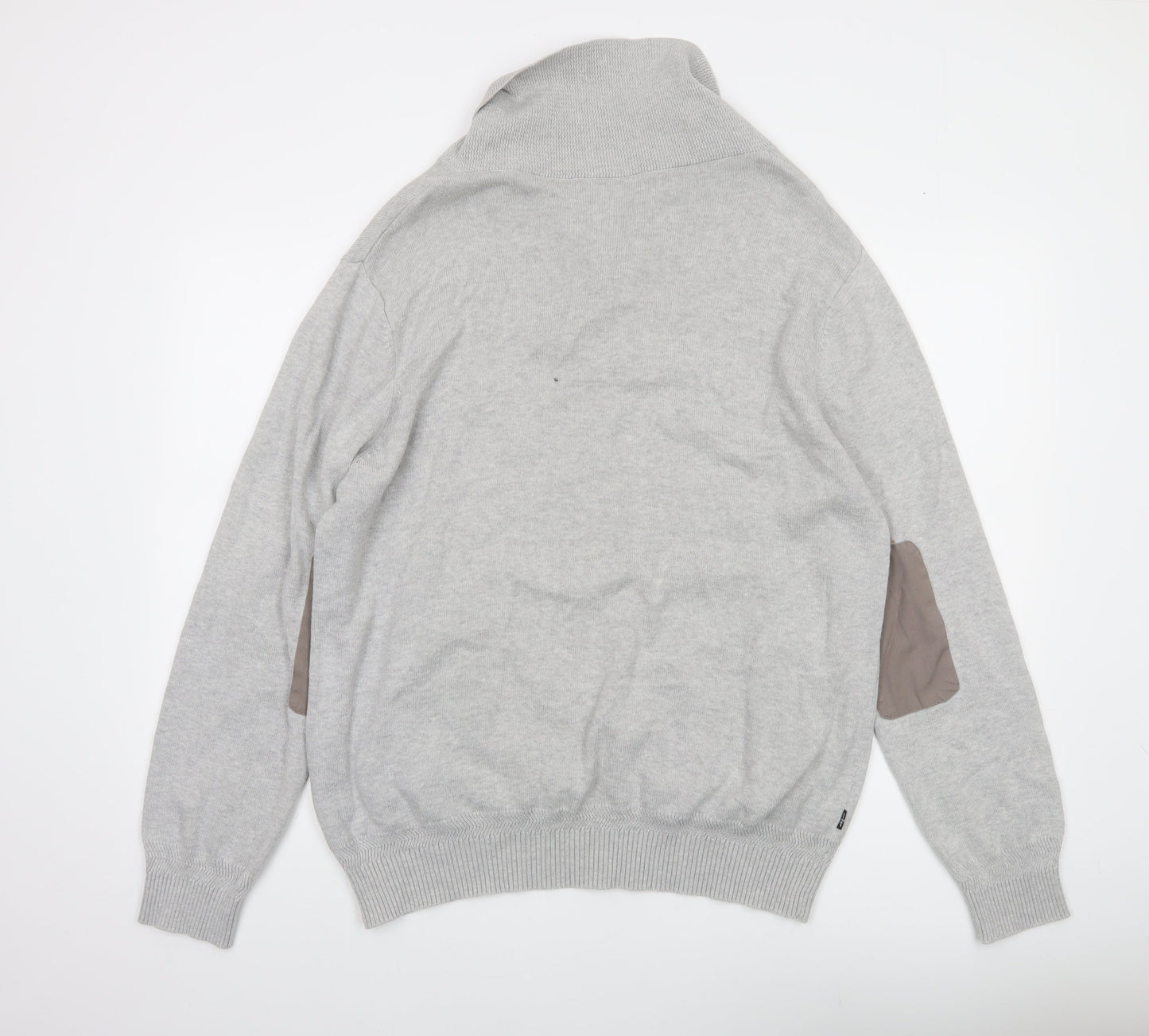 Levi's Men's Grey Cotton Slim Fit Shawl Collar Jumper XL