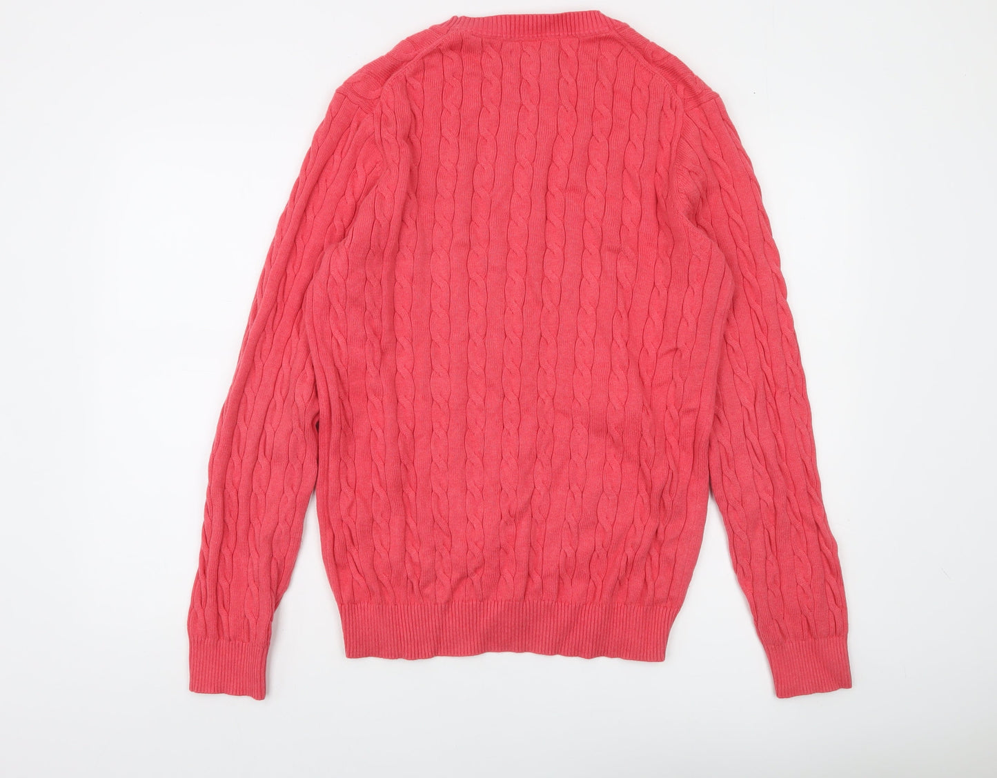 GANT Men's Pink Cable Knit Cotton Crew Neck Jumper Size L