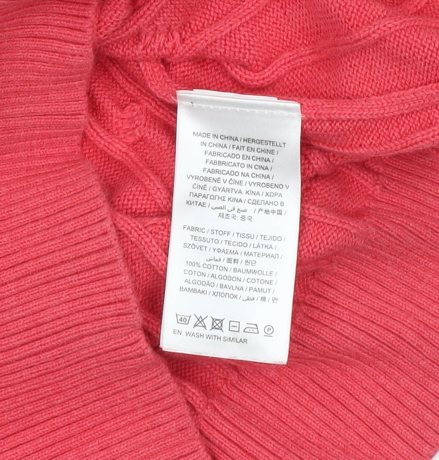 GANT Men's Pink Cable Knit Cotton Crew Neck Jumper Size L