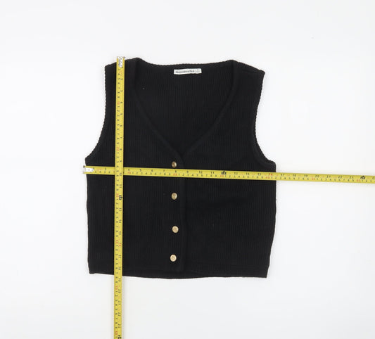 Abercrombie & Fitch Womens Black Knit Sleeveless V-Neck Vest S