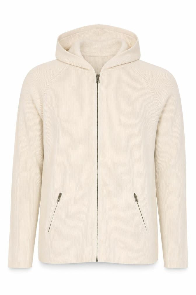 DKNY Jeans Mens Beige L Full Zip Hooded Cotton Jumper