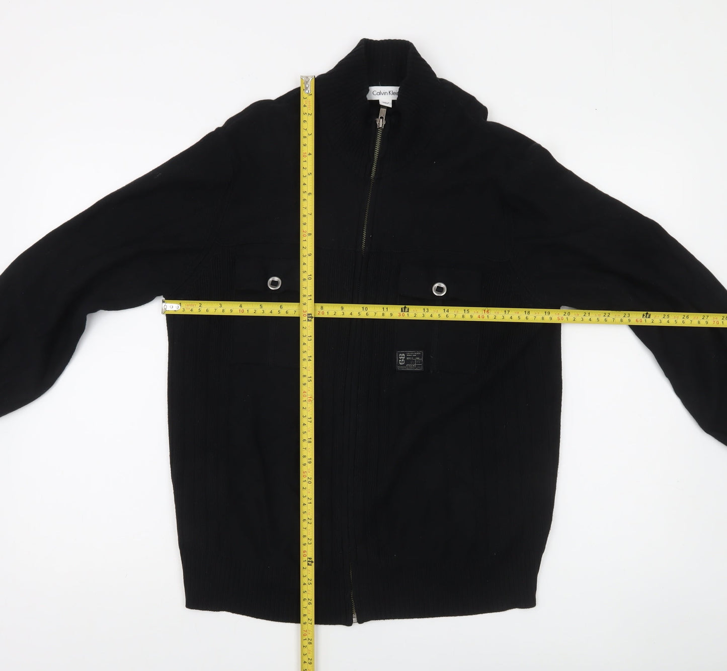 Calvin Klein Men's Black Full Zip Cotton Jumper Size S