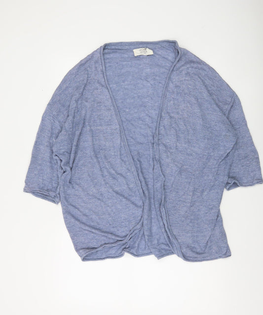 Fat Face Womens Blue Linen Open Knit 3/4 Sleeve Cardigan Size 10