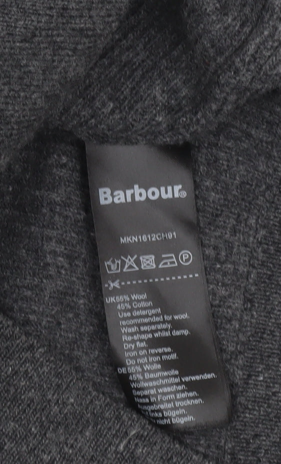 Barbour International Mens Grey Wool Cotton 1/2 Zip Jumper Size S