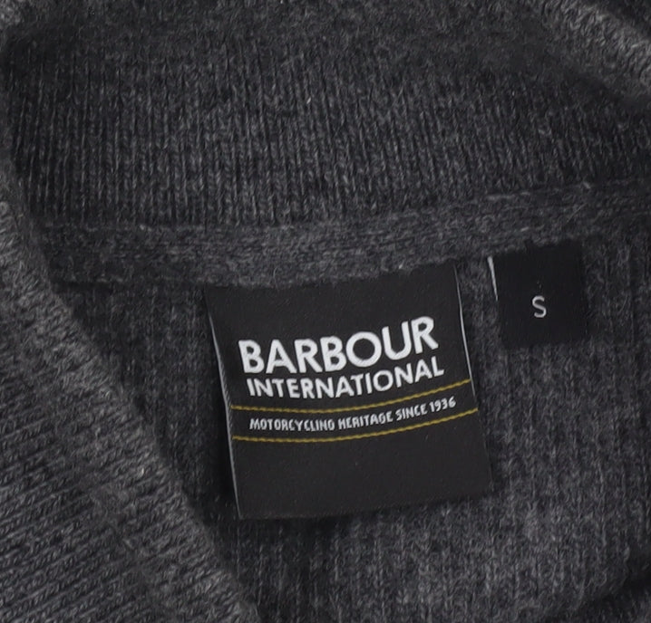Barbour International Mens Grey Wool Cotton 1/2 Zip Jumper Size S