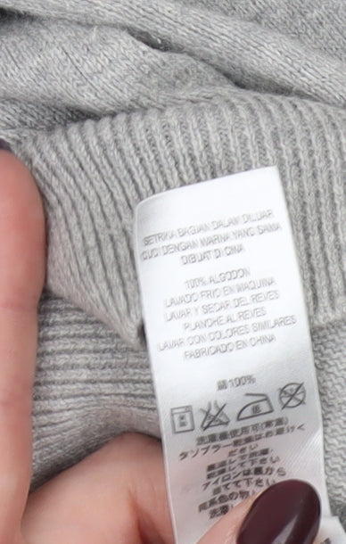 French Connection Men's Grey Cotton V-Neck Jumper Size M