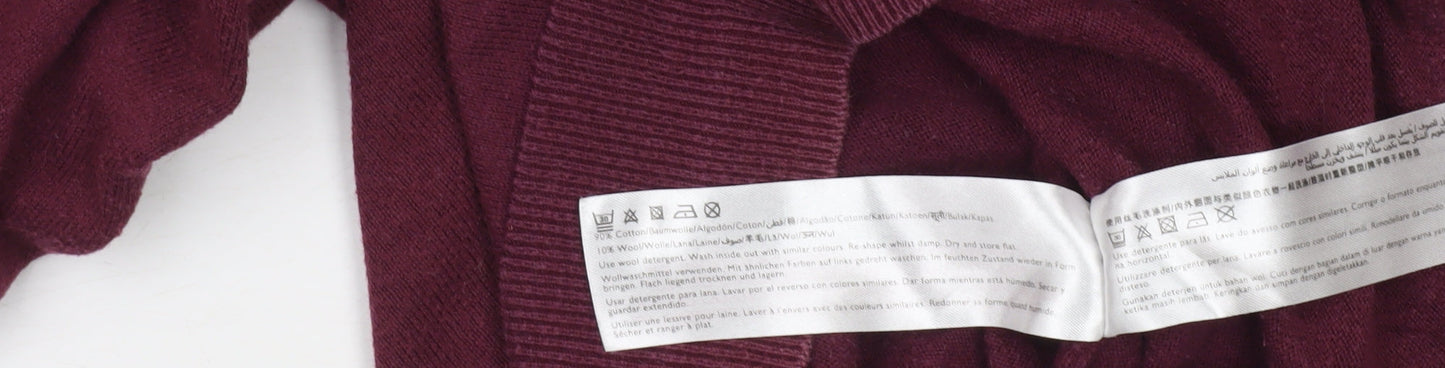 Jack Wills Men’s Red Collared Henley Jumper Size S Cotton Wool Blend