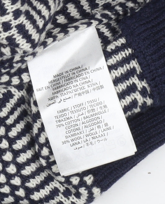 GANT Women's Blue Geometric Knit Crew Neck Jumper Size XL
