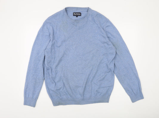 Barbour Men's Blue Cotton Crew Neck Pullover Jumper L