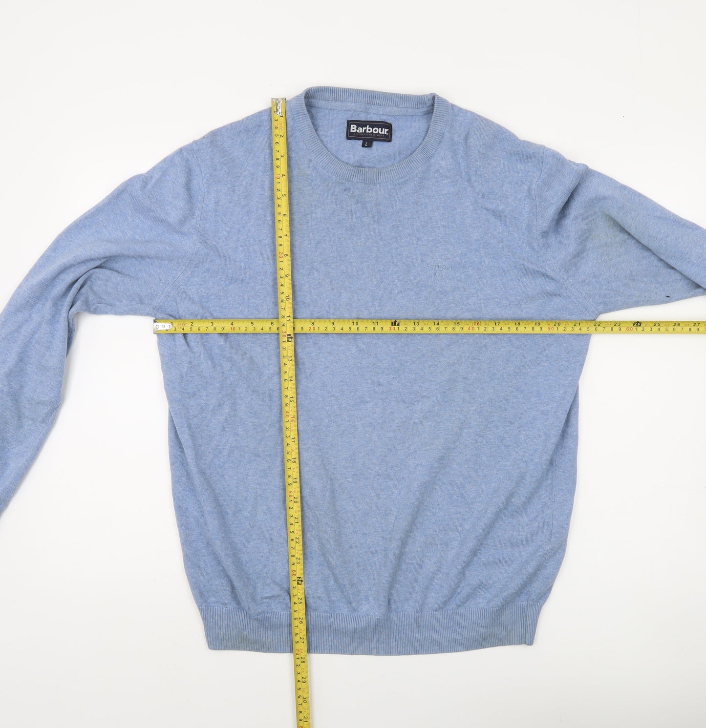 Barbour Men's Blue Cotton Crew Neck Pullover Jumper L