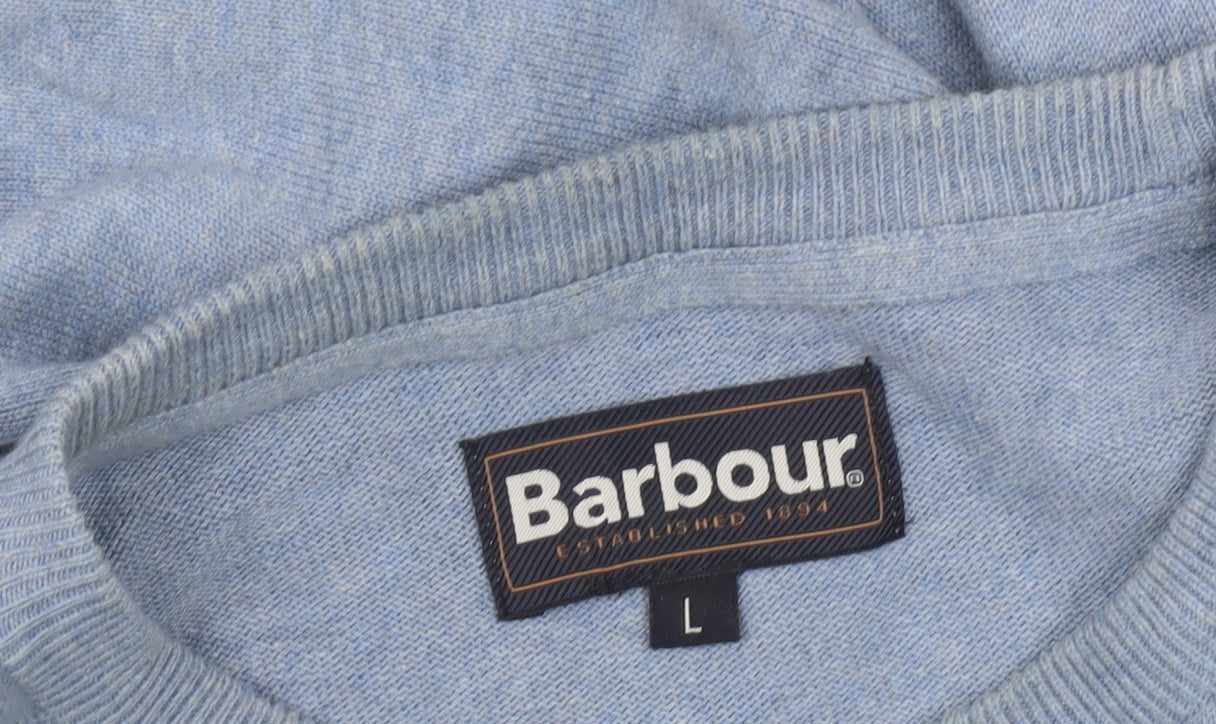 Barbour Men's Blue Cotton Crew Neck Pullover Jumper L