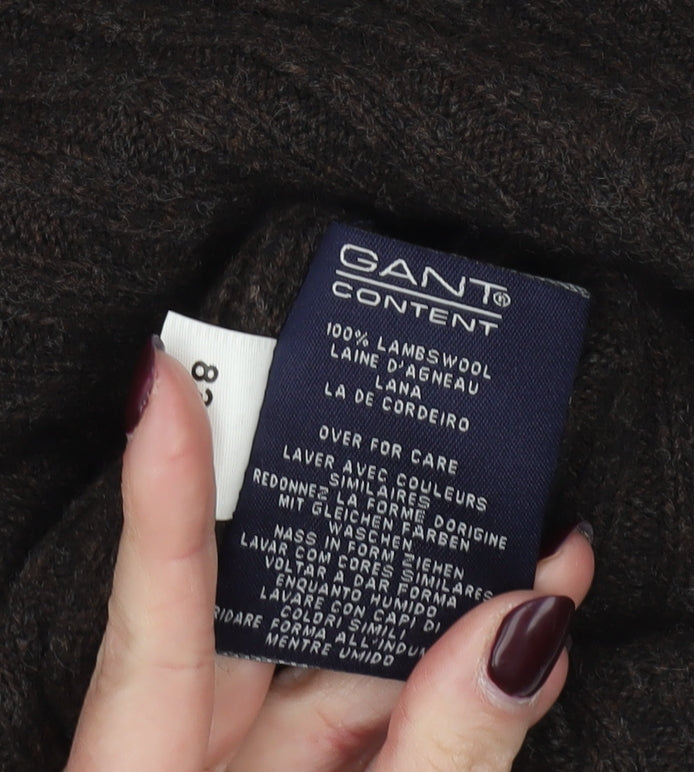 GANT Men's Brown Lambswool Full Zip Mock Neck Jumper XXL